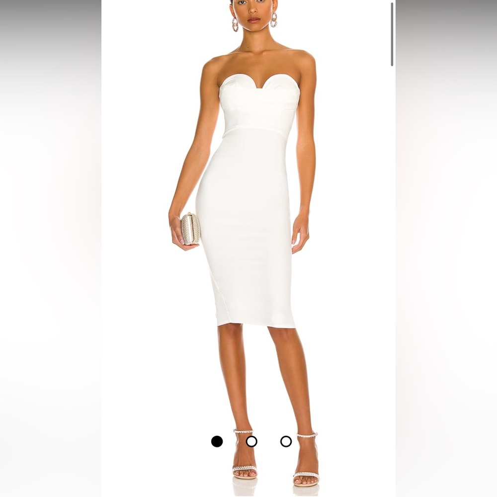 Sophia strapless midi dress in white, size small!! BRIDAL